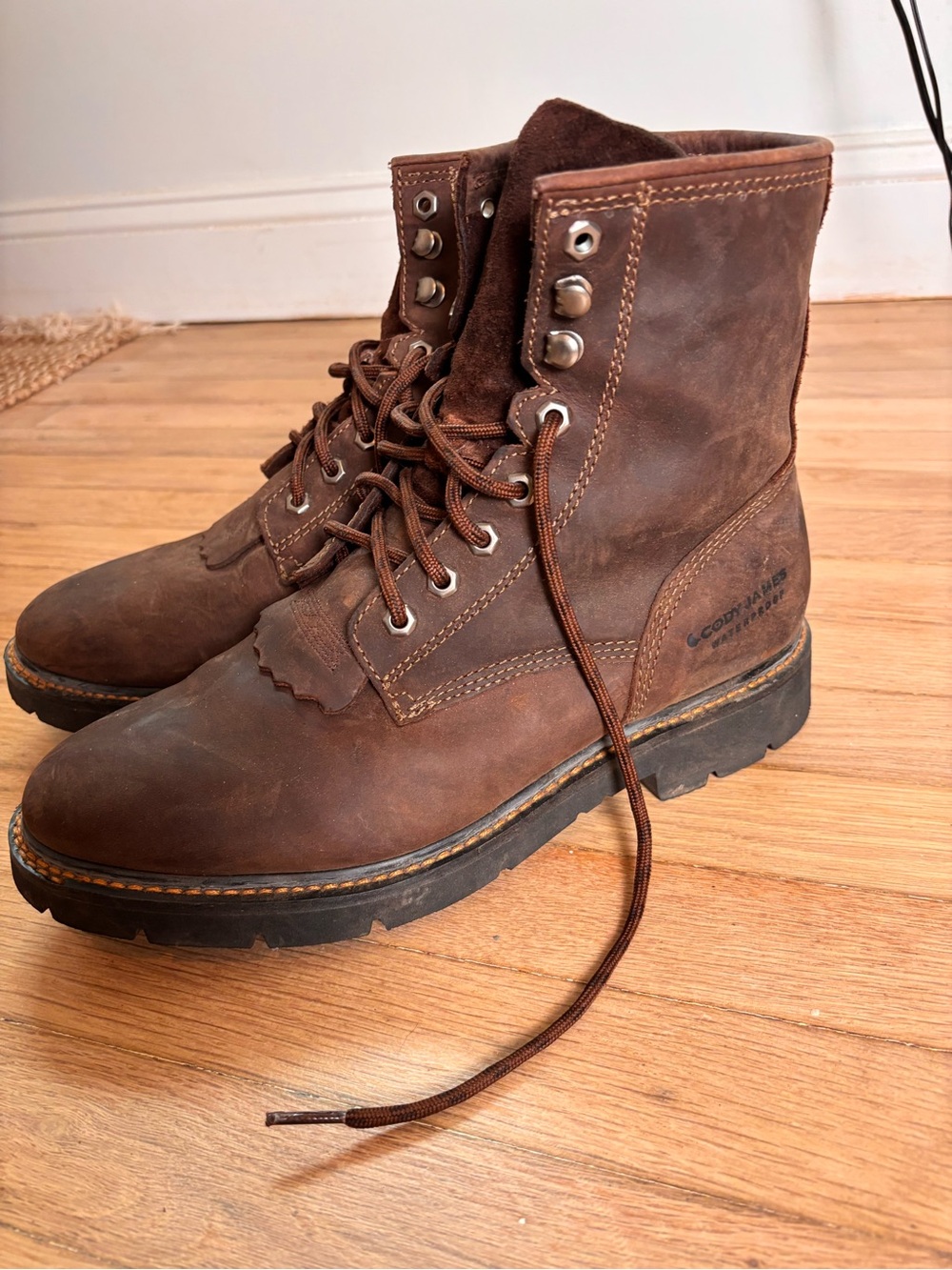 Cody James Waterproof Lace Up Work Boots Brown Leather Kiltie Men’s 11.5D